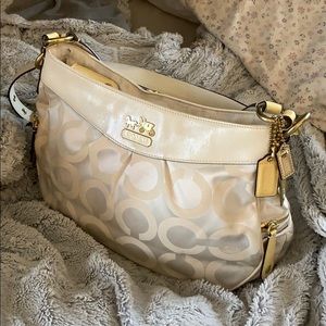 Vintage Coach Madison Cream Op Art Sateen Bag
